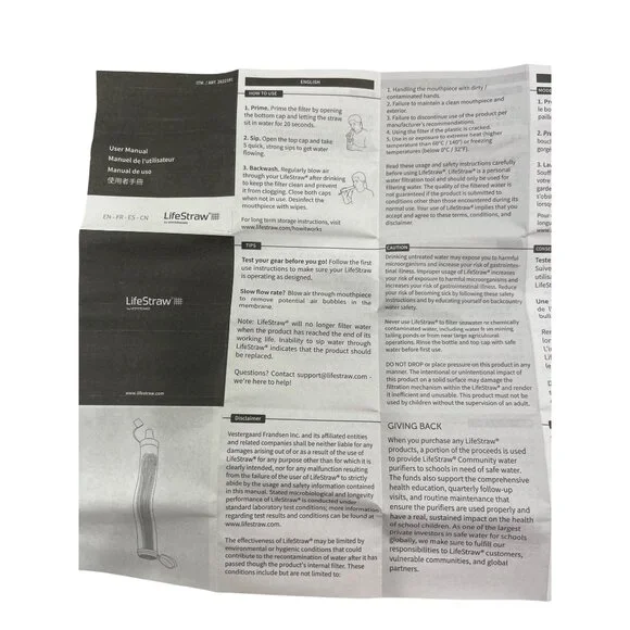 Lifestraw Straw Filter Carry Case W/ Filter Dark Mountain Gray Compact Design - Picture 4 of 5